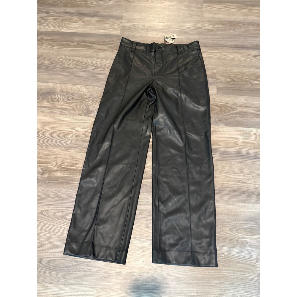 Zara The Francoise Full Length Straight Leg Faux Leather Pant Size Large NWT